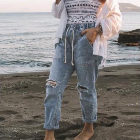 Distressed Pocketed Denim Jogger - Picture 3 of 7